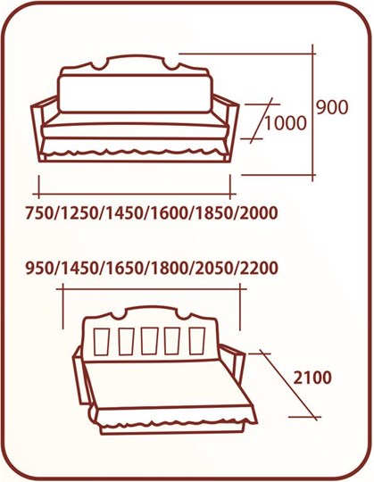 Прямой диван Аккордеон Бук 120 Радуга в Твери - изображение 1